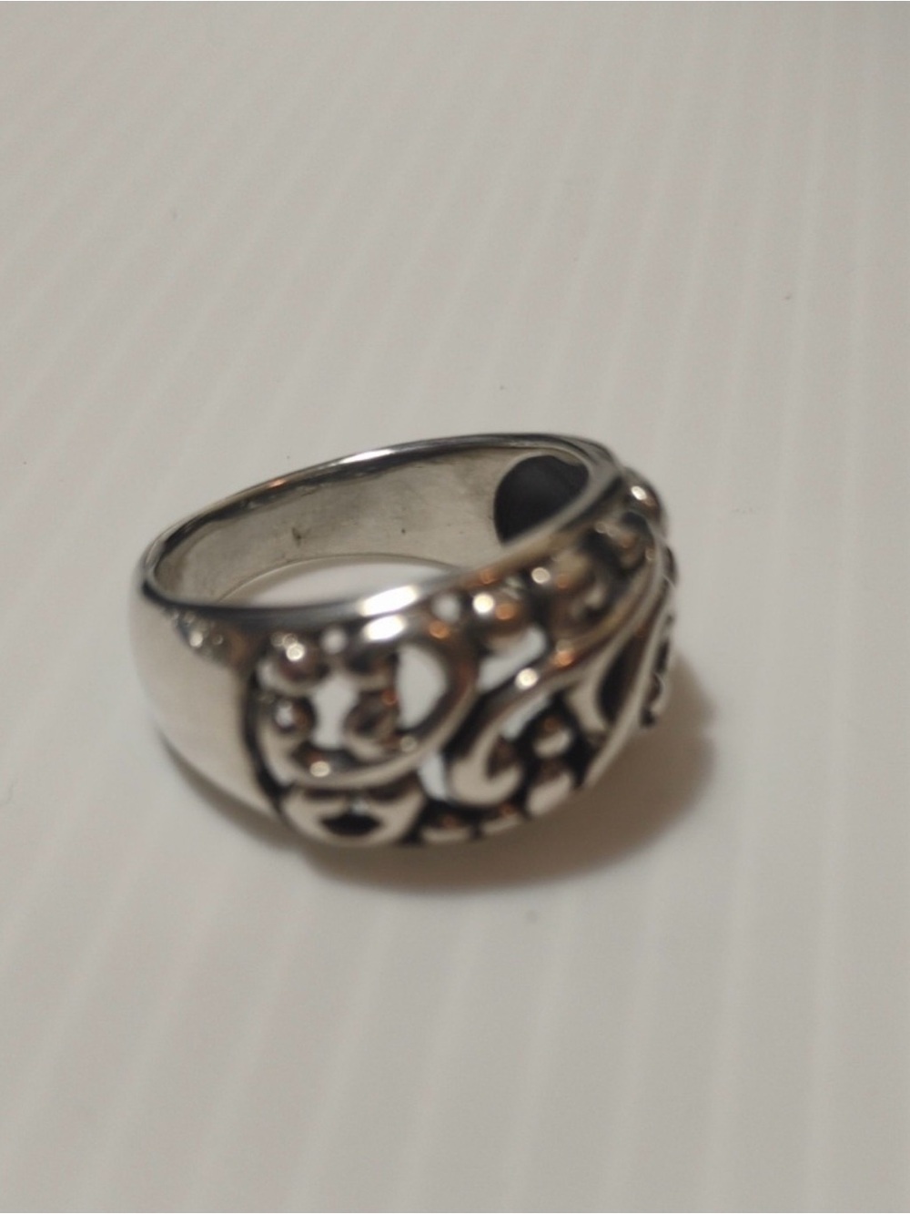 Sterling Silver Stamped 925 Heavy! Size 9 Filigree Band Statement Ring